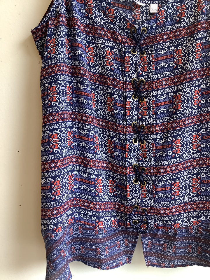 Mosaic Lace Up Tank