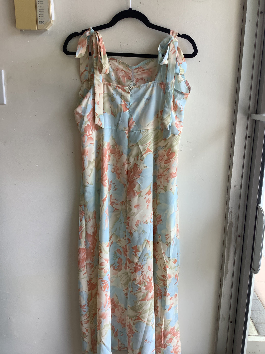 Pastel Floral Tie Strap Maxi Dress