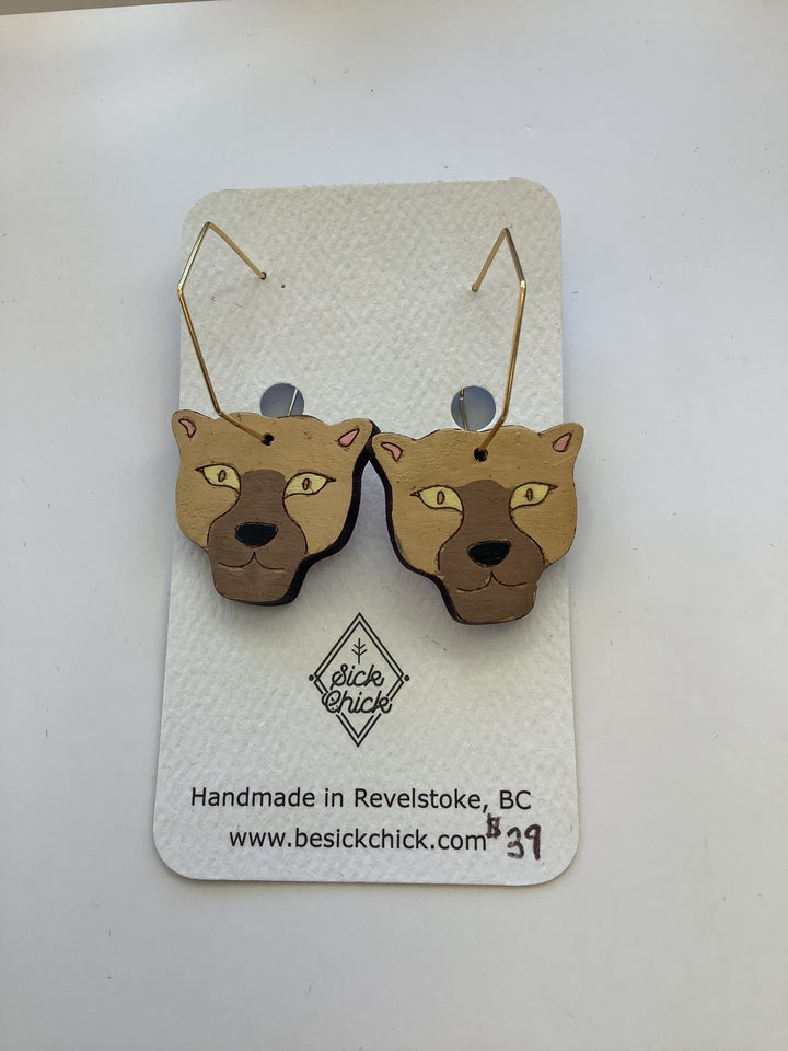 Wildcats Wooden Dangle Earrings - Sick Chick (Revelstoke, BC)
