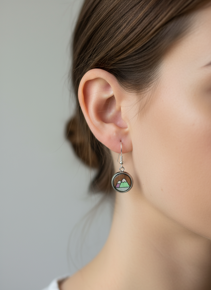 Green+Purple Mountains Dangle Earrings - Sick Chick (Revelstoke, BC)