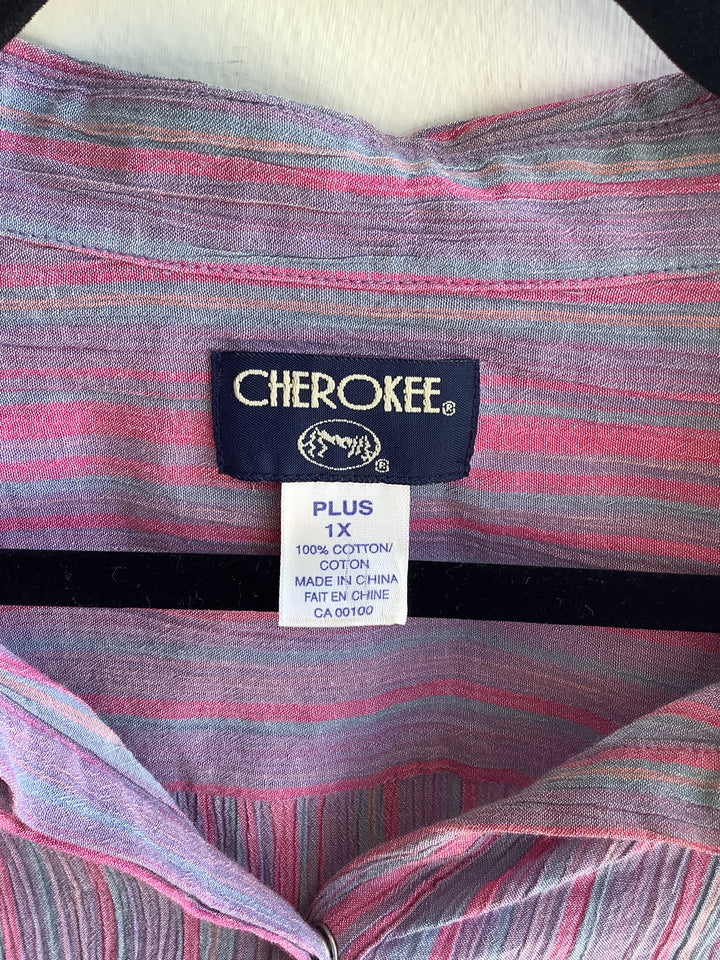 Vintage Cherokee Pastel Crinkle Cotton Tunic