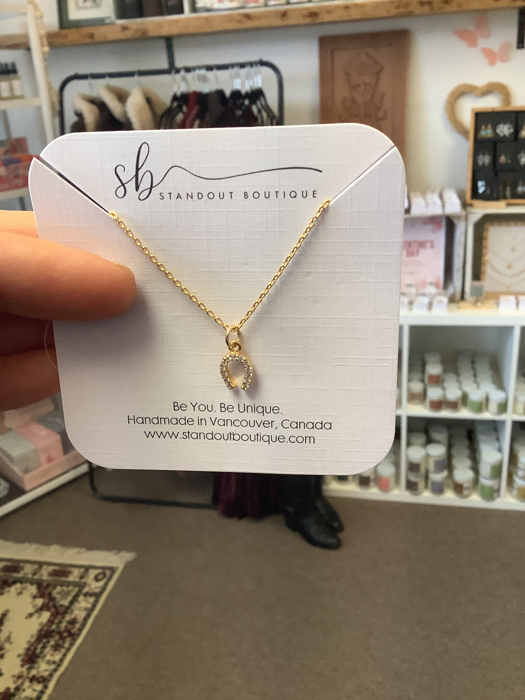 Standout Boutique Horseshoe Zirconia Pendant Necklace-Vancouver, BC
