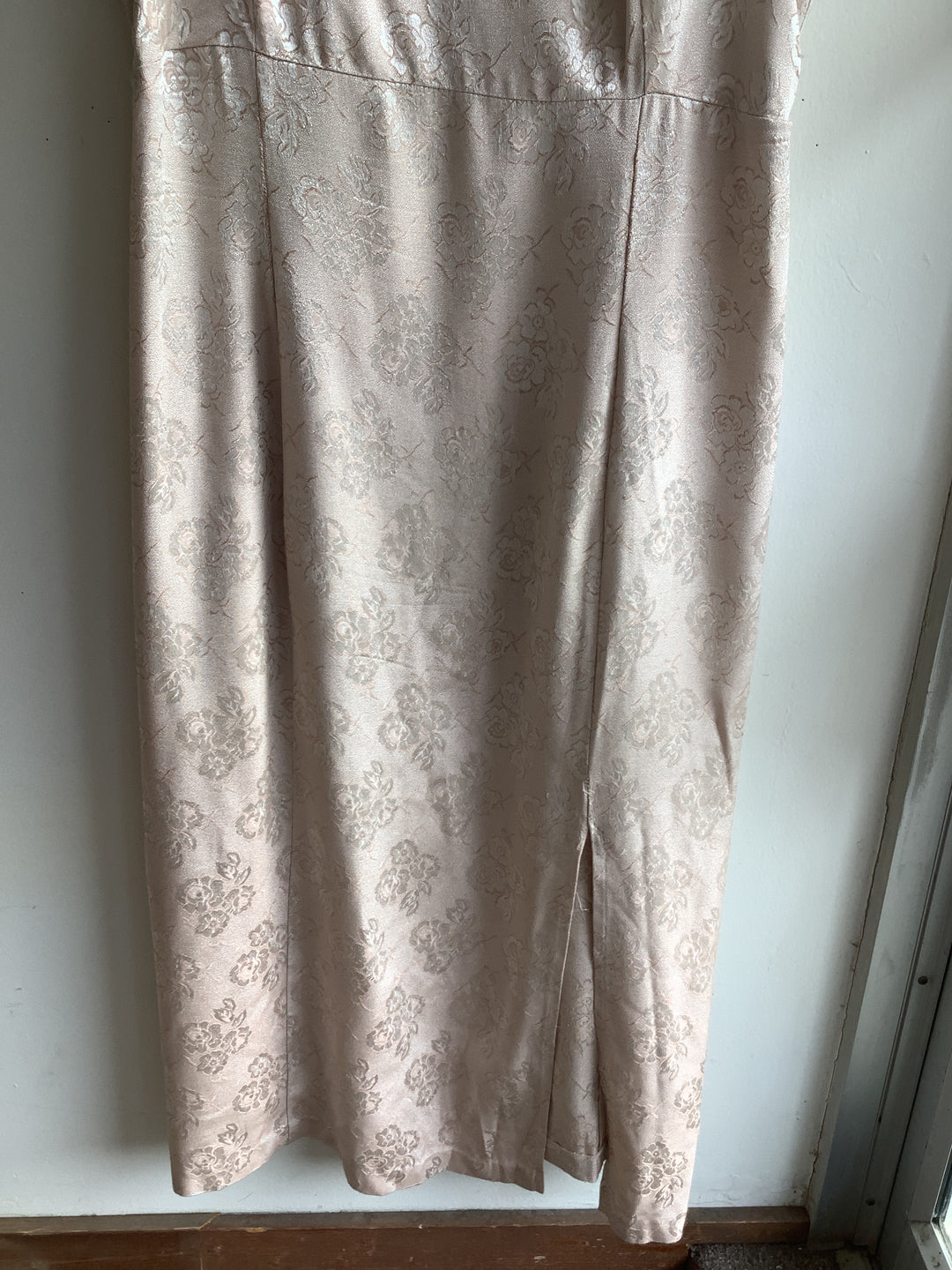Vintage Champagne Floral Satin Dress