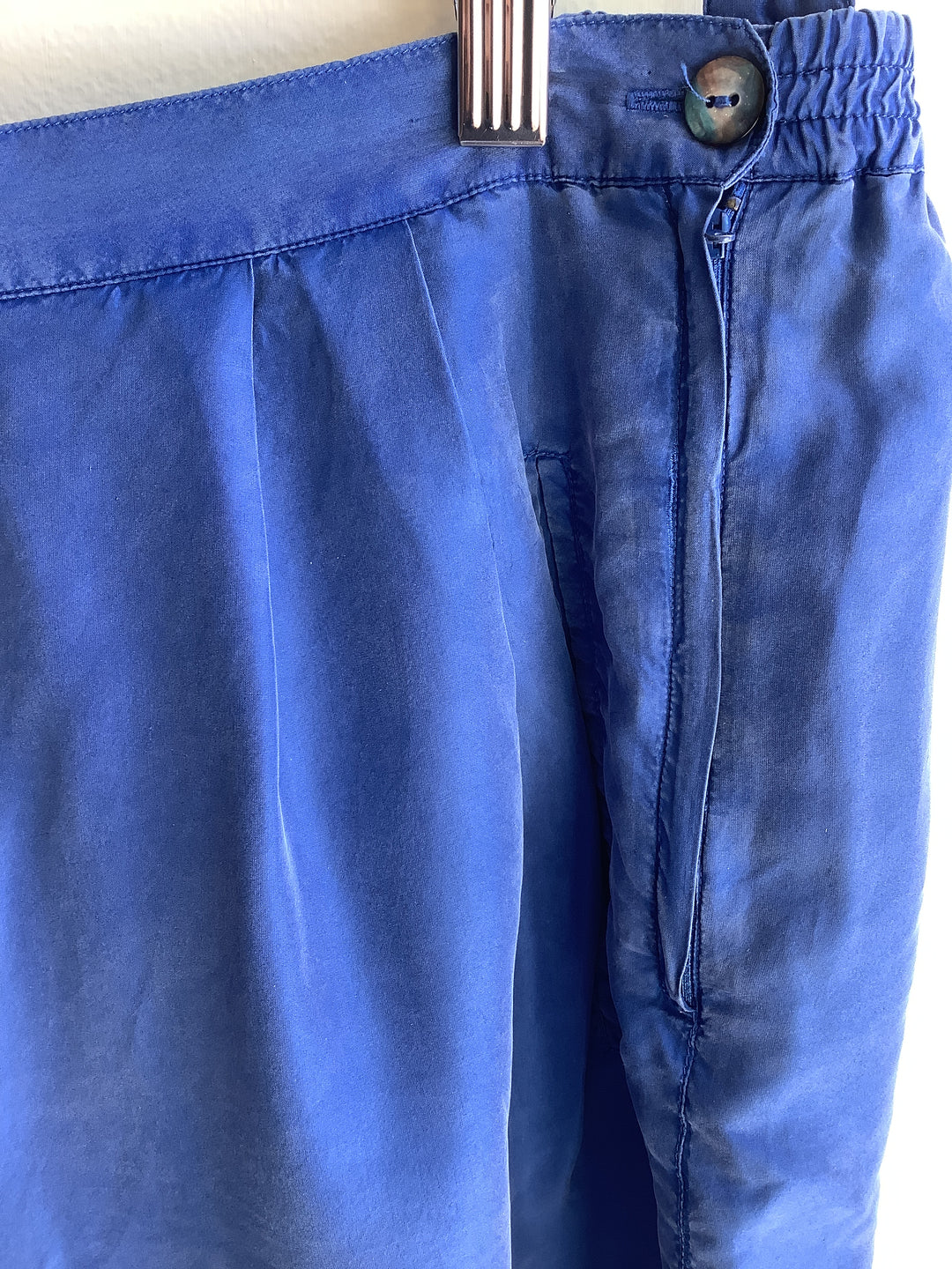 Vintage 1980s Royal Blue Silk Pants | Size Large