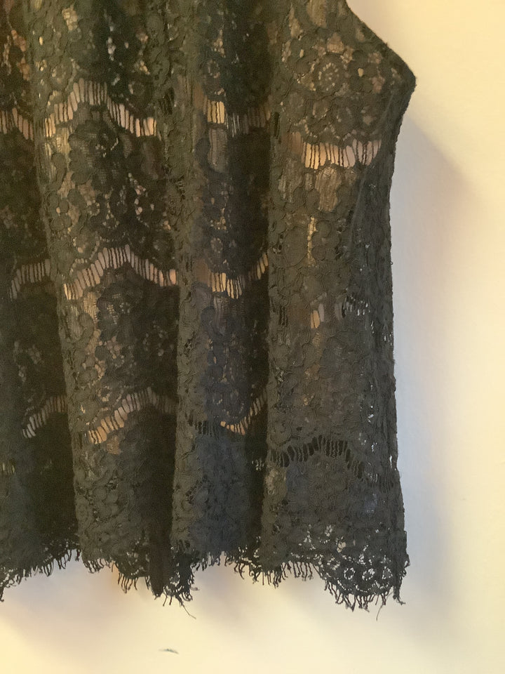 Vintage Black Lace High-Neck Crop