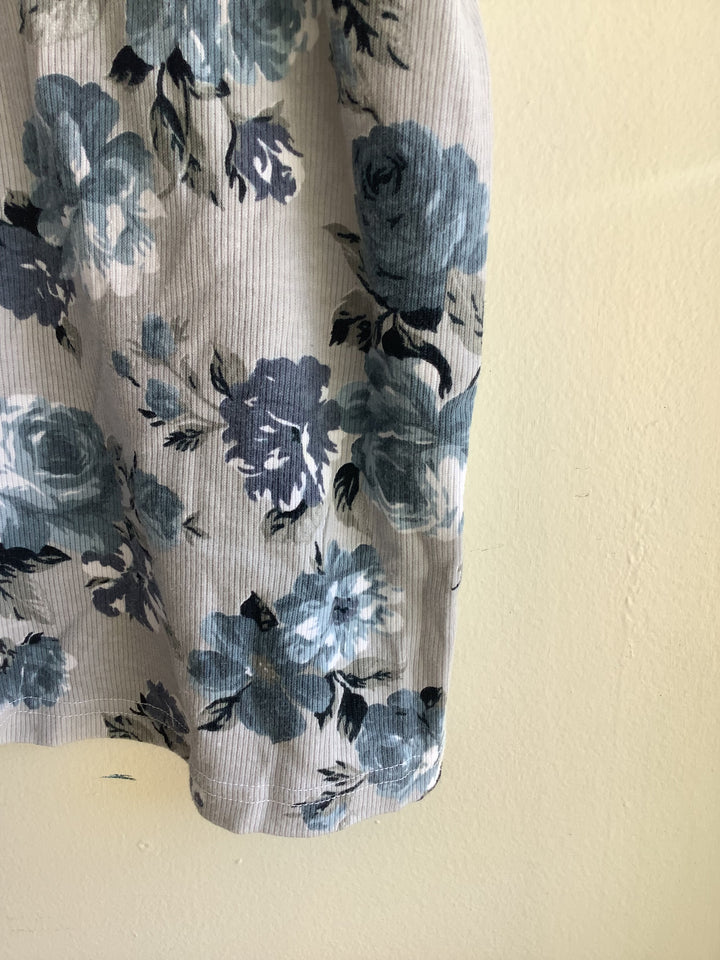 Vintage Blue Rose Ribbed Tee
