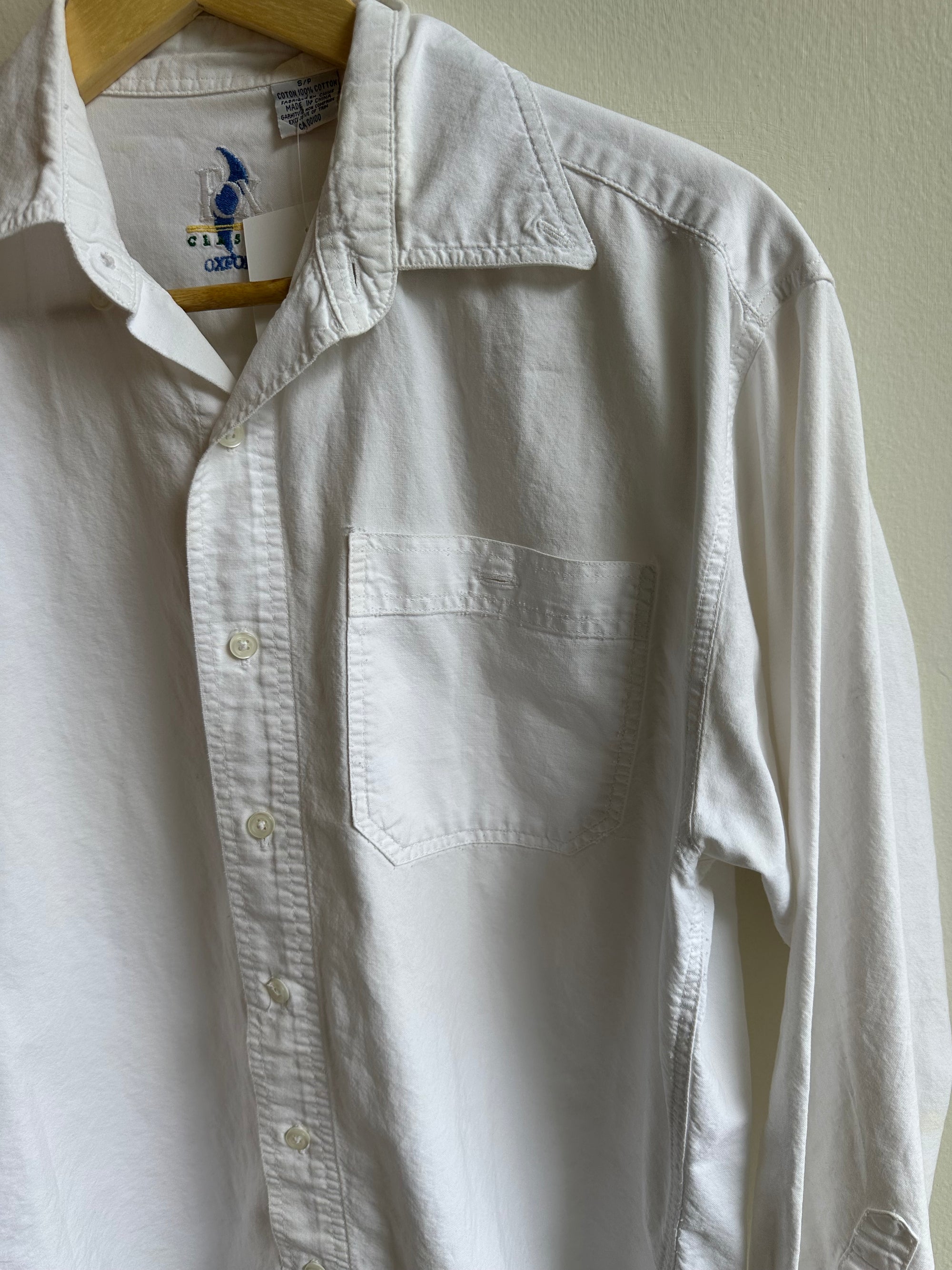 Vintage Classic Cotton Button-Up – Bright White | Size Small