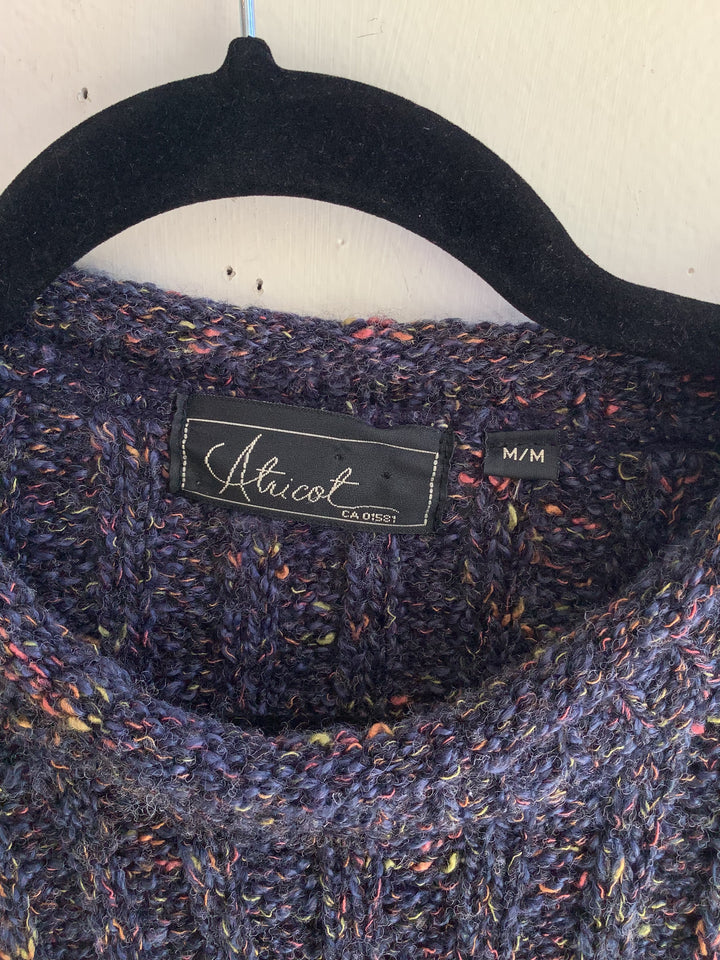 Atricot Navy Rainbow-Fleck Ribbed Sweater