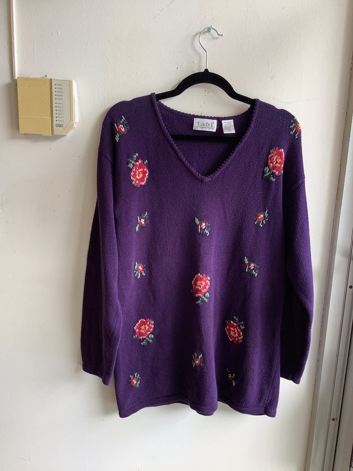 Tabi Purple Rose Knit Sweater