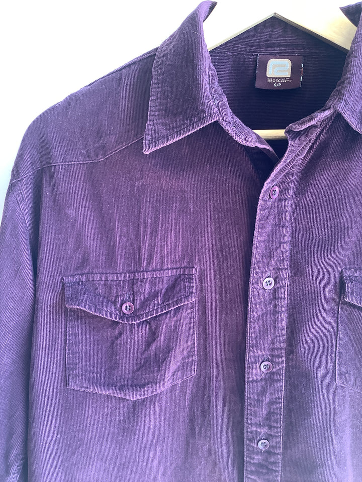 Plum Corduroy Button Up Shirt