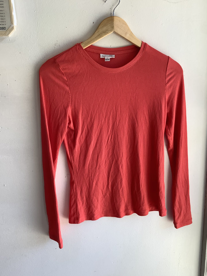 Coral Ribbed Long Sleeve
