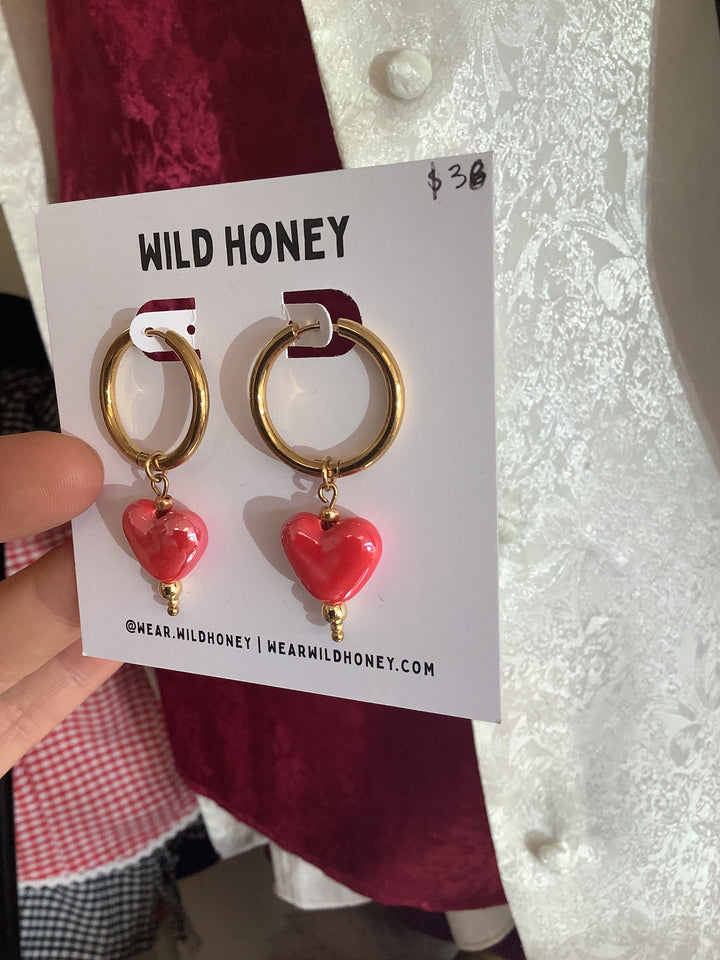 Wild Honey Sweetheart Dangle Hoop Earrings