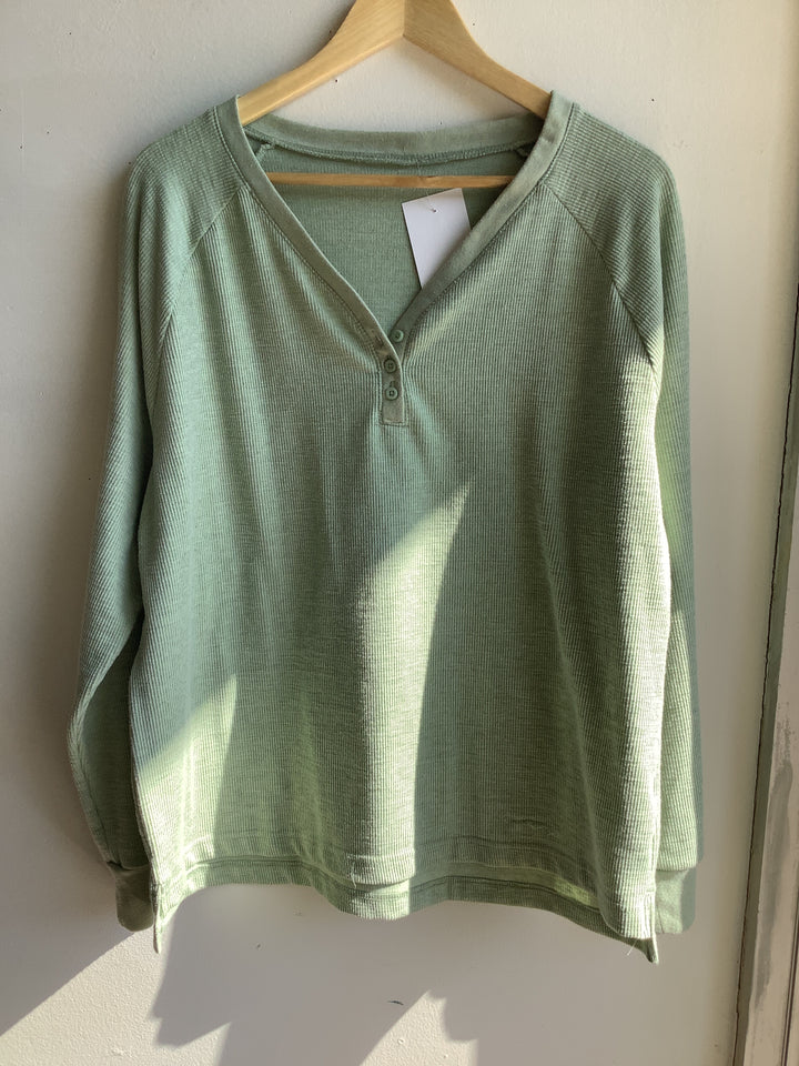 Vintage Sage Henley Long Sleeve Shirt