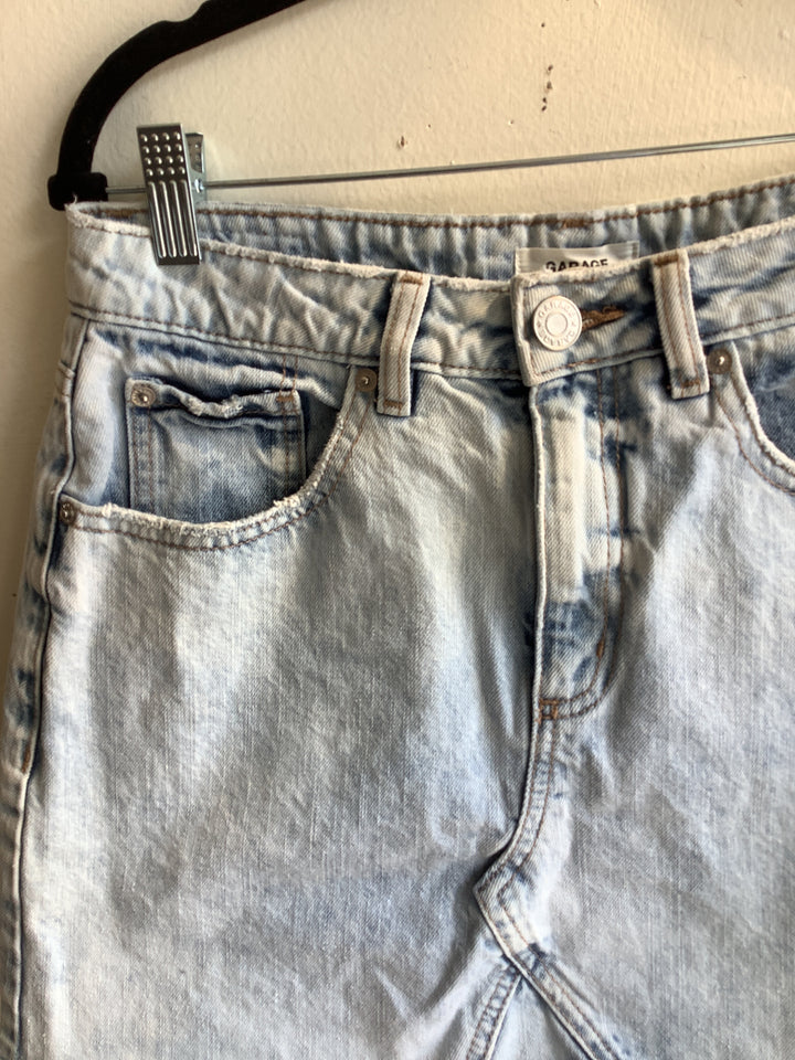 Distressed Denim Mini Skirt
