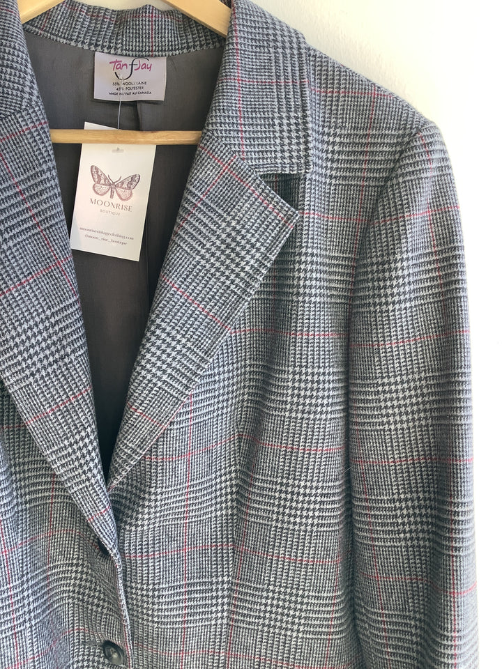 Vintage 80s Wool Glen Plaid Blazer