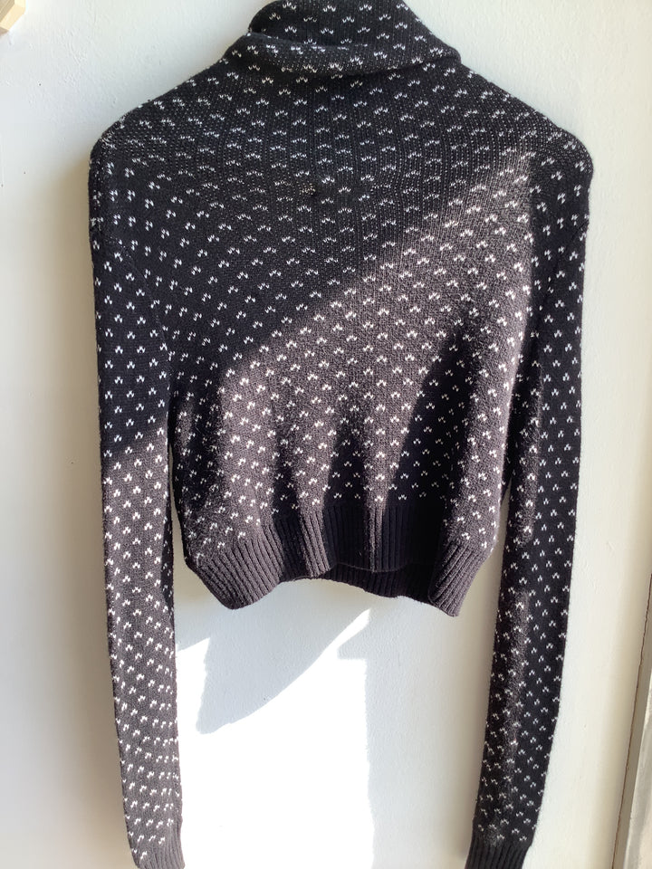 BDG Black & White patterned crop Turtleneck Sweater
