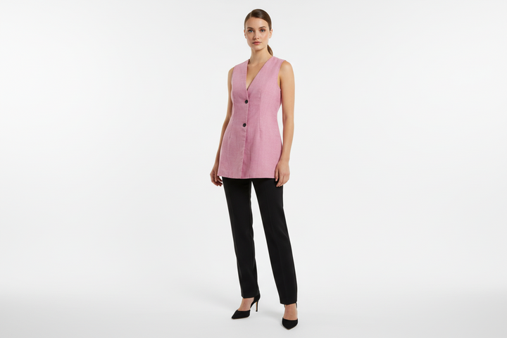 Blush Tailored Button Vest Top