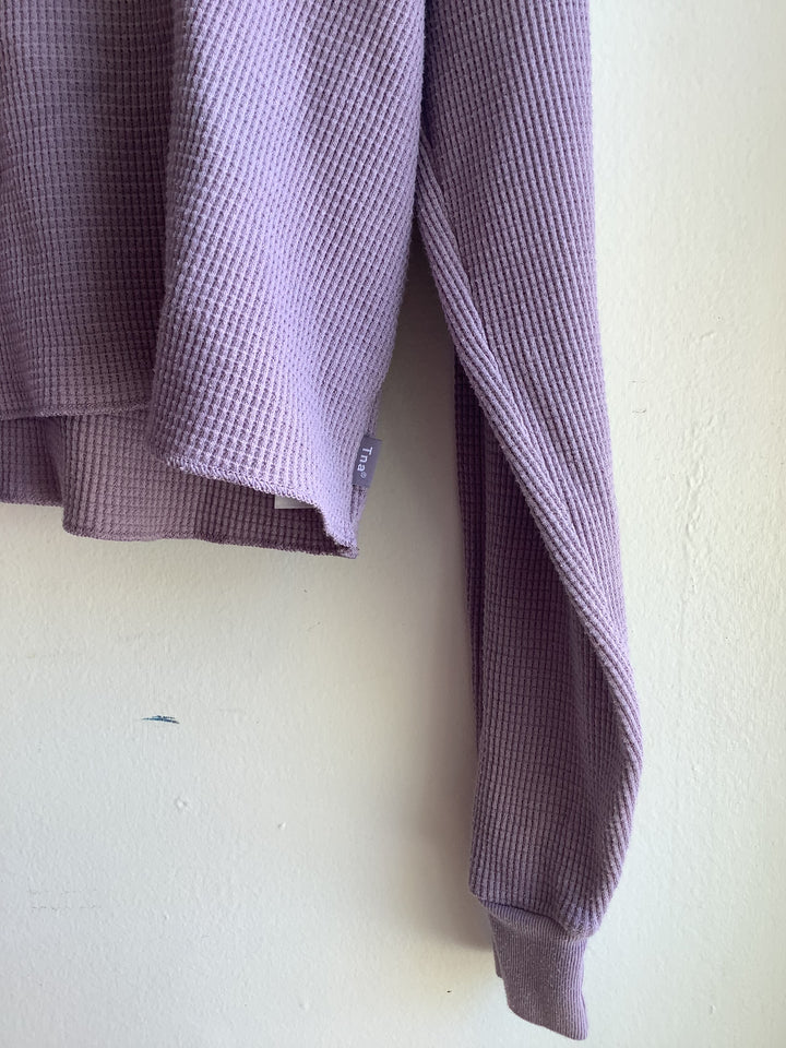 Dusty Lavender Waffle Knit Crop Pullover