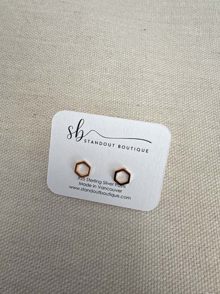 Standout Boutique Hexagon Gold Studs