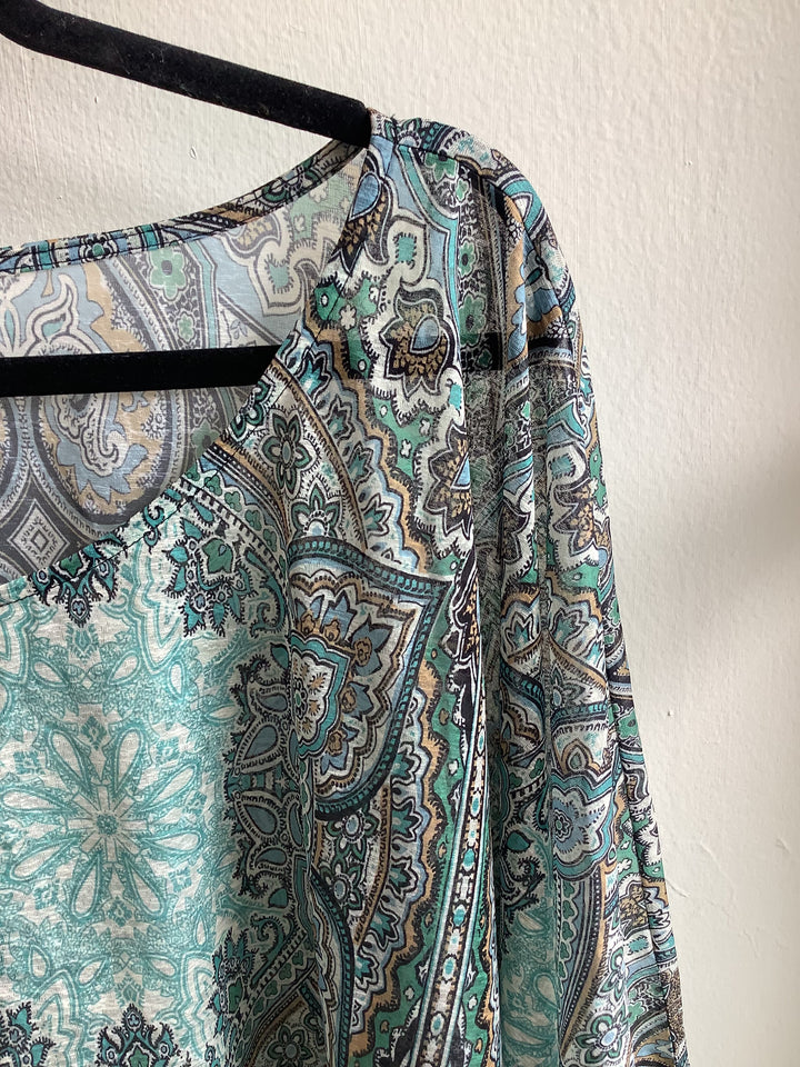 Aqua Paisley Blouse
