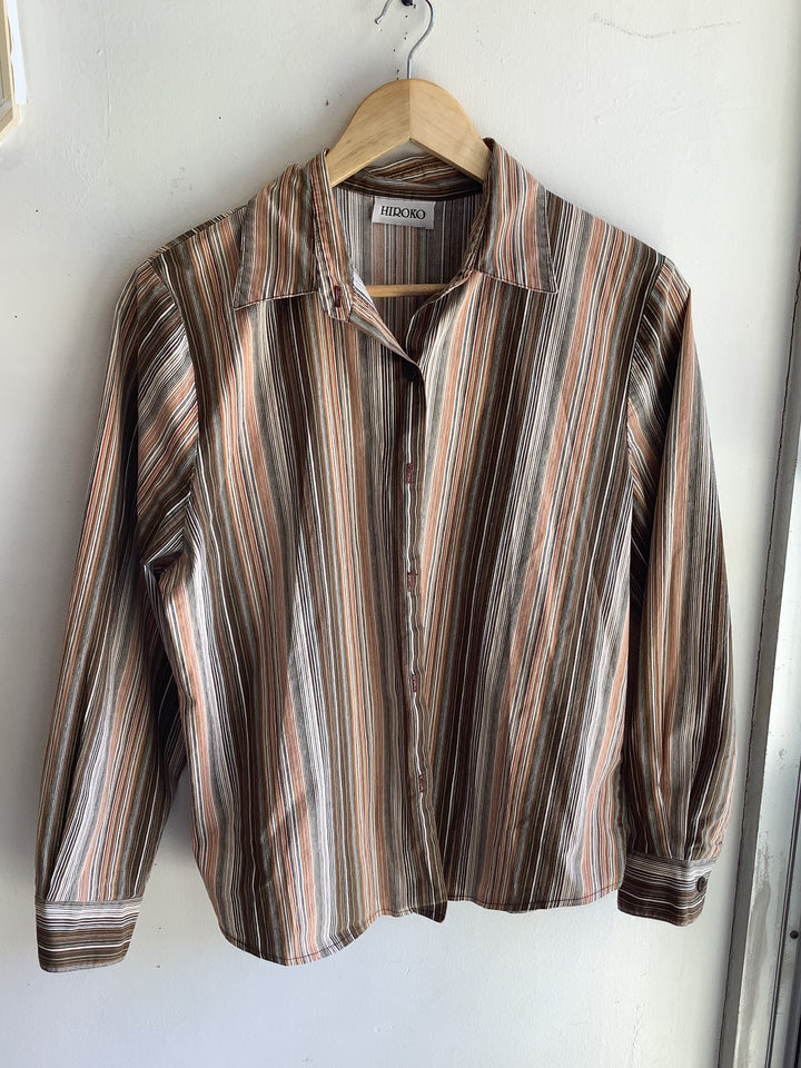 Earth Tone Stripe Vintage Button-Up - Ana