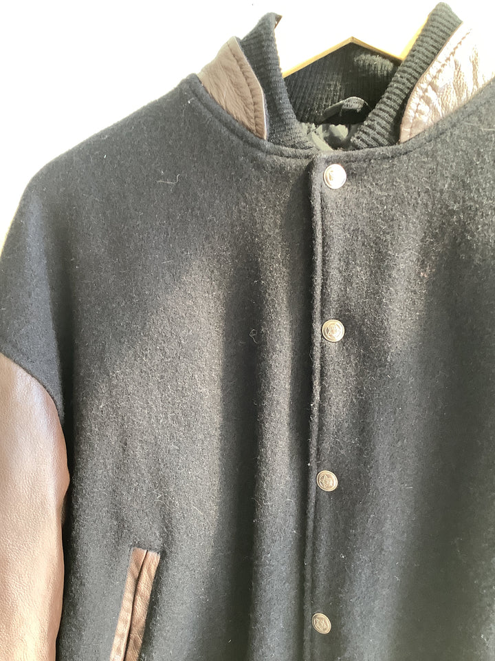 Vintage Black + Brown Varsity Jacket