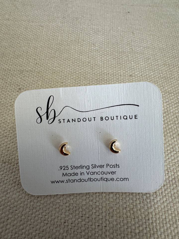 Standout Boutique Moon Gold Stud Earrings