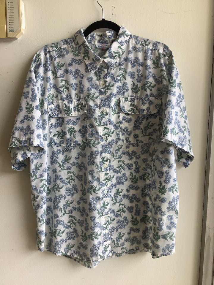 Vintage Blue Floral Blouse