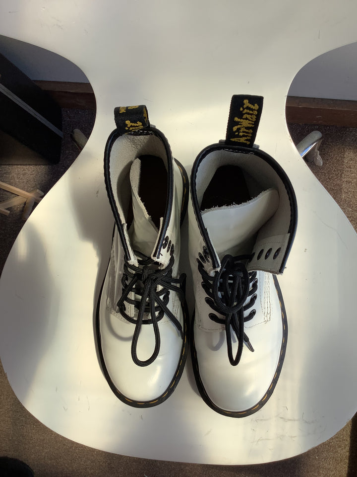 White Dr. Martens 8-Eye Combat Boots
