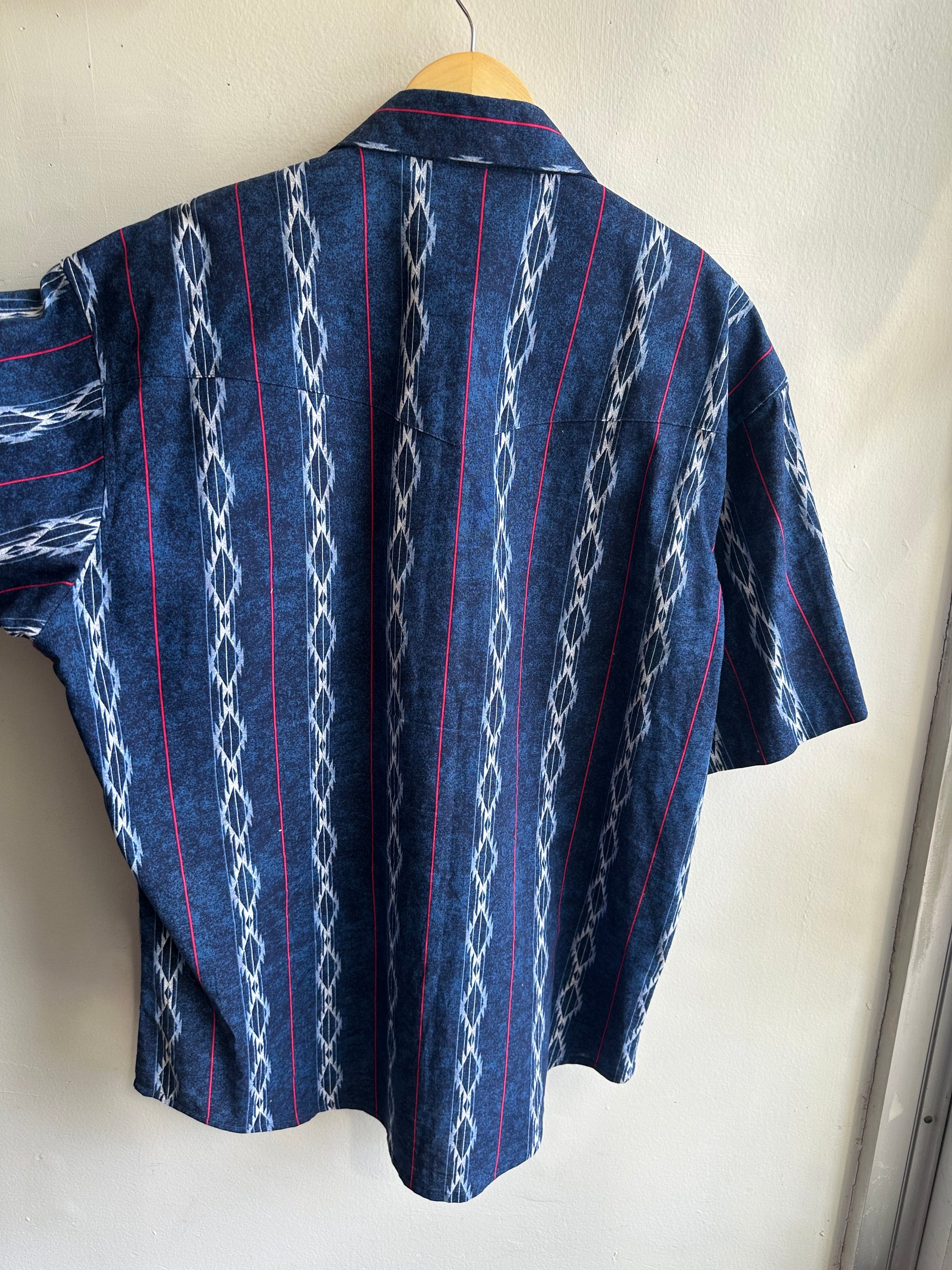 Vintage Men’s Blue Western Wrangler Shirt | Size Large