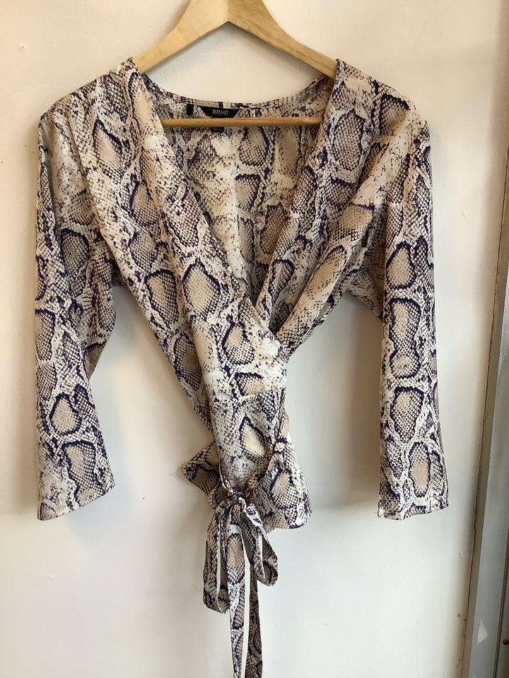 Vintage Silky Snakeskin Wrap Top