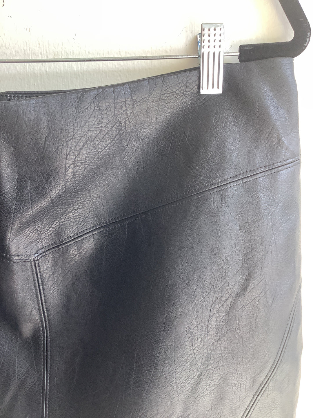 Black Leather Panelled Mini Skirt