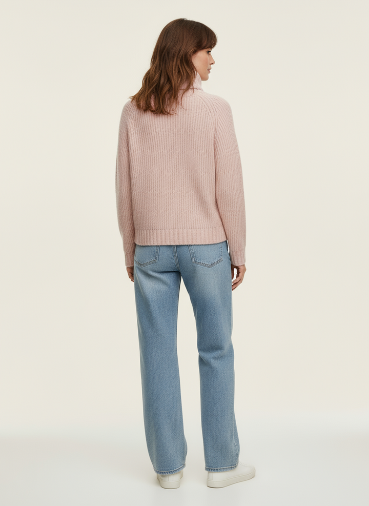 Blush Chunky Knit Turtleneck Sweater