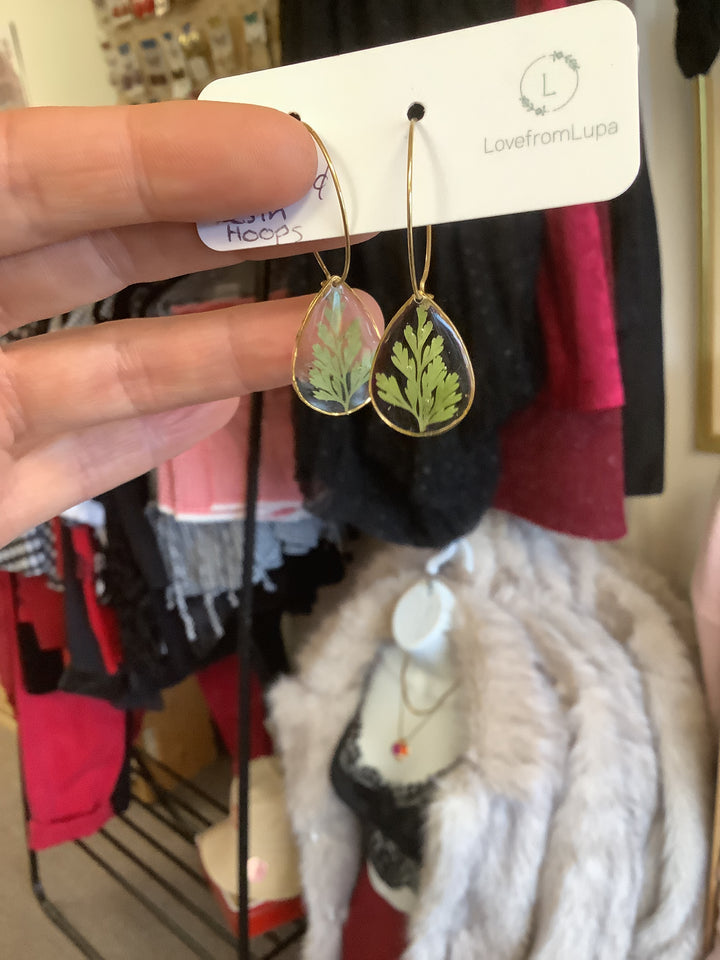 Fern Gold Resin Hoops- Love From Lupa