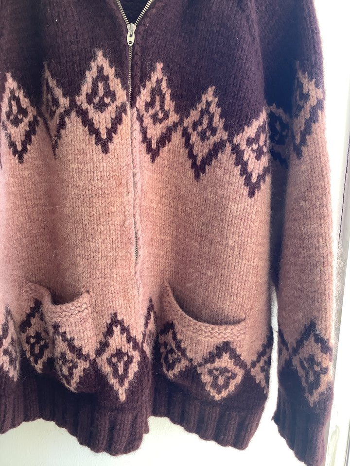 Handmade Vintage Wool Blend Zip Cardigan
