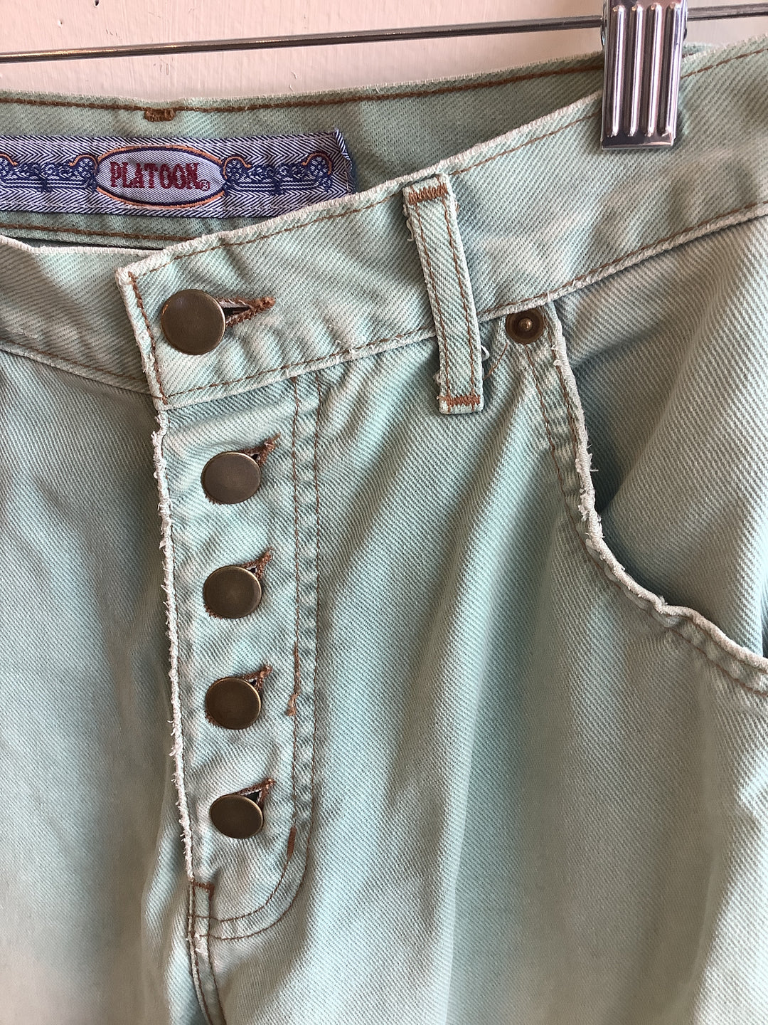Vintage Platoon Mint Green Button Fly Jeans