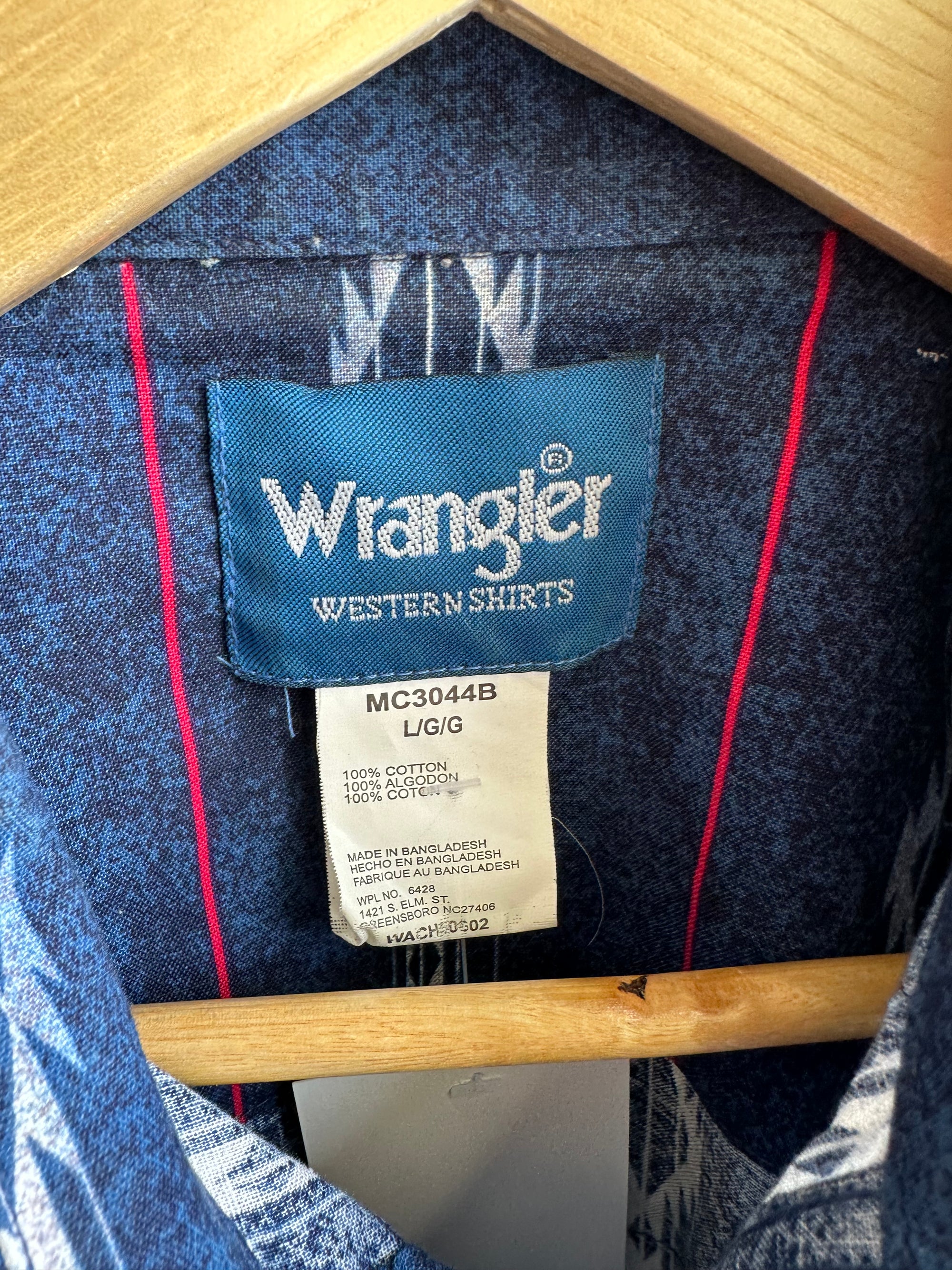 Vintage Men’s Blue Western Wrangler Shirt | Size Large