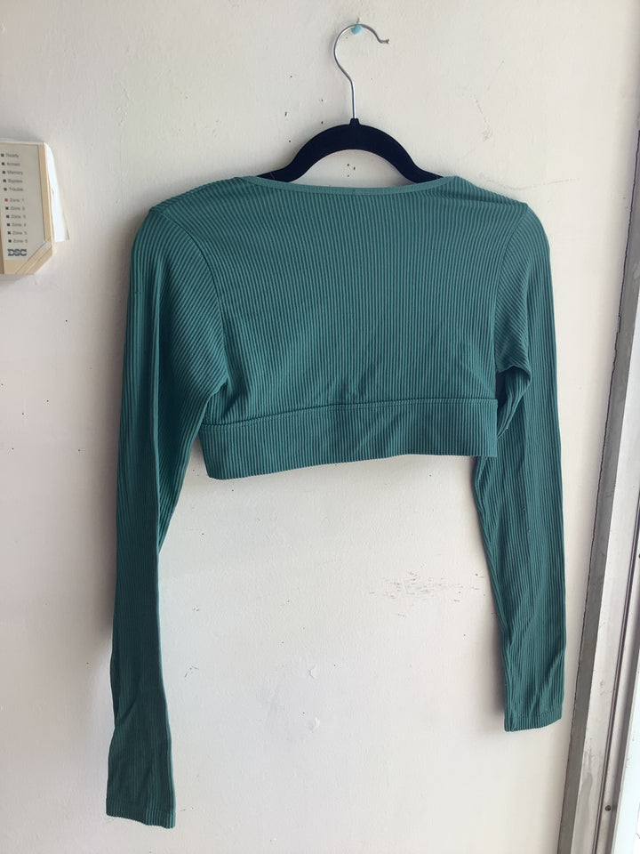 Garage Sage Green Ribbed Long Sleeve