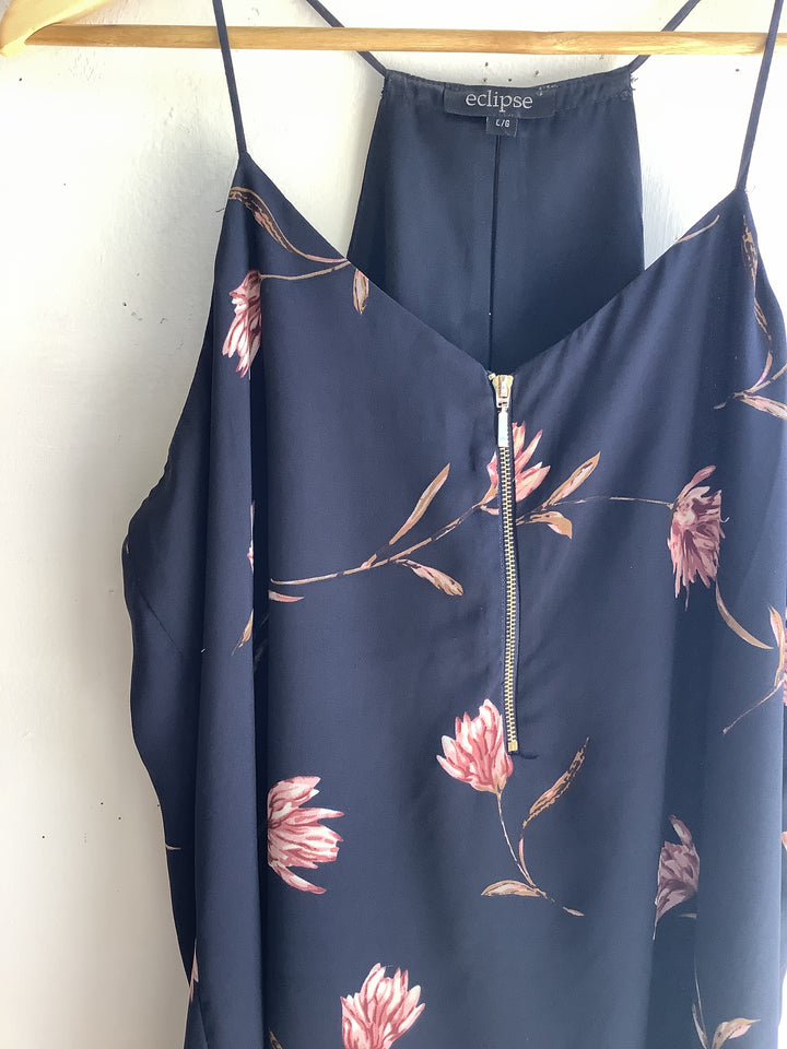 Midnight Bloom Zip Front Cami