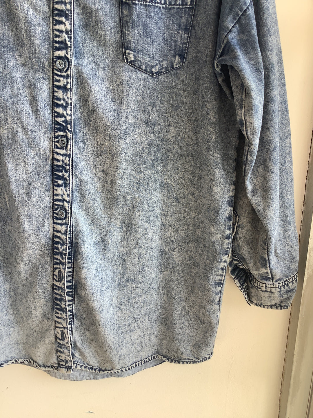 Retro Girl Acid Wash Denim Shirt