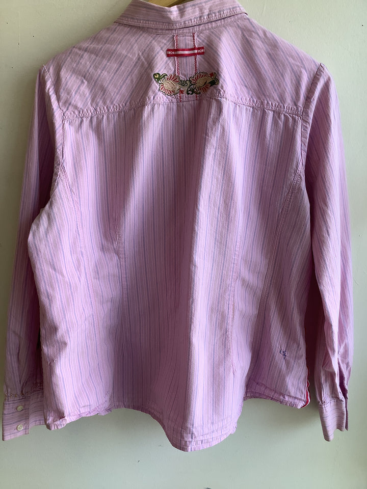 Embroidered Cabi Pink Stripe Blouse