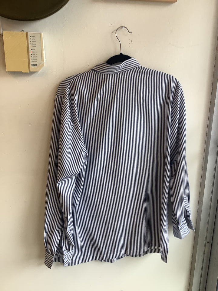 Blue & White Striped Button-Up Shirt