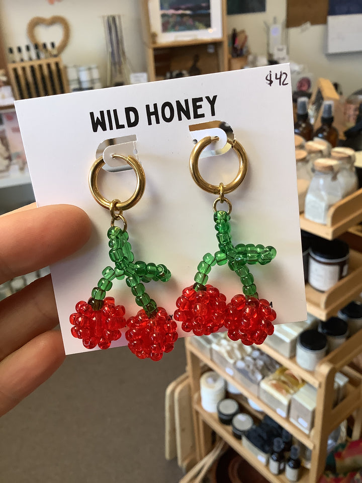 Wild Honey Beaded Cherry Earrings