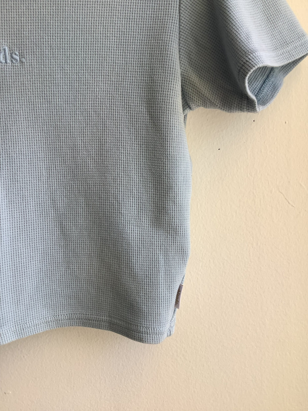 Agenda Sky Blue Orgnaic Waffle Crop Tee