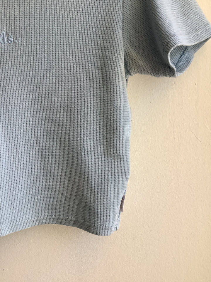 Agenda Sky Blue Orgnaic Waffle Crop Tee
