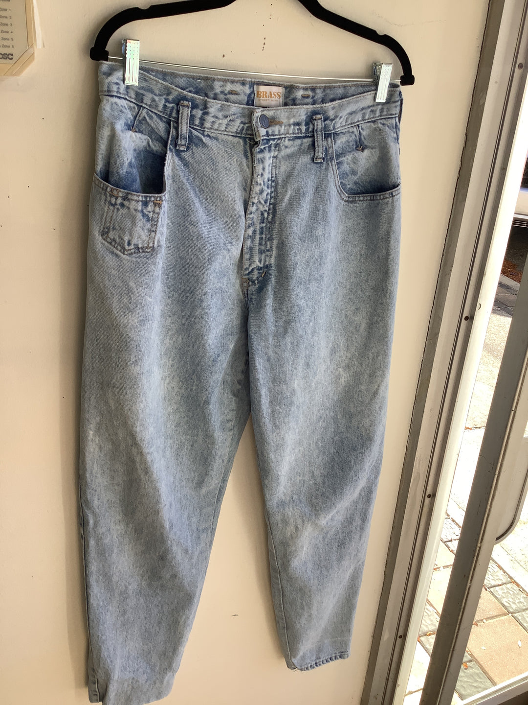 Vintage Brass Acid Wash Mom Jeans