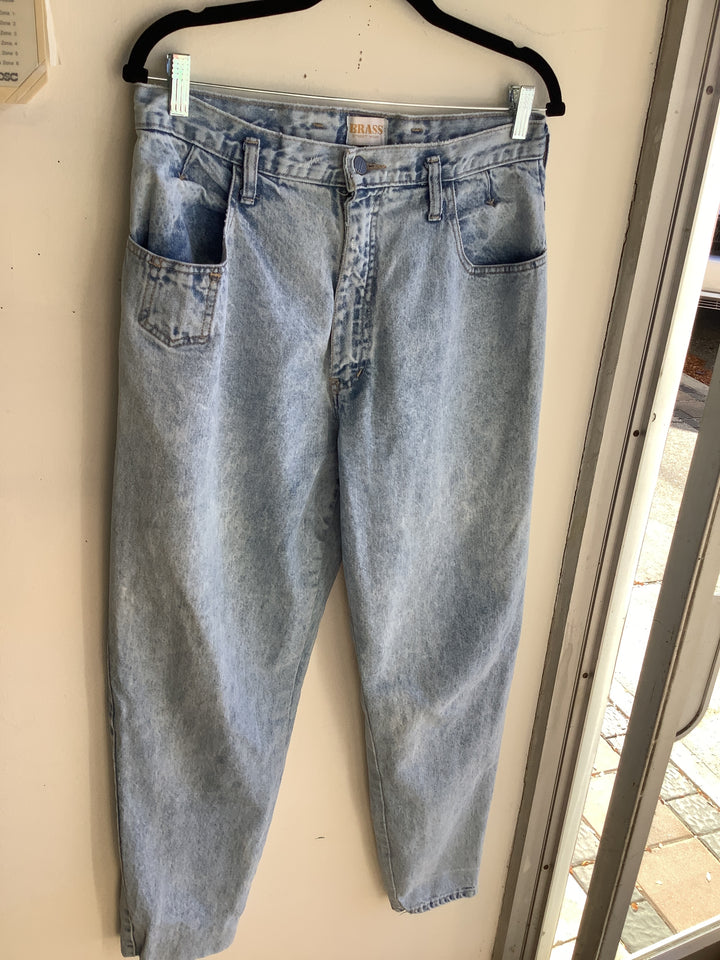 Vintage Brass Acid Wash Mom Jeans