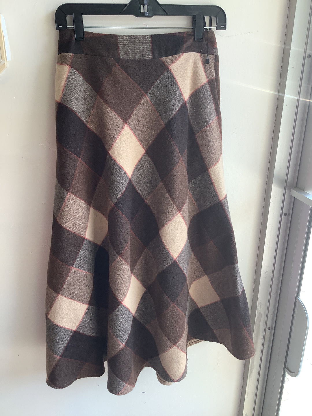 Vintage Plaid Wool Blend Midi Skirt