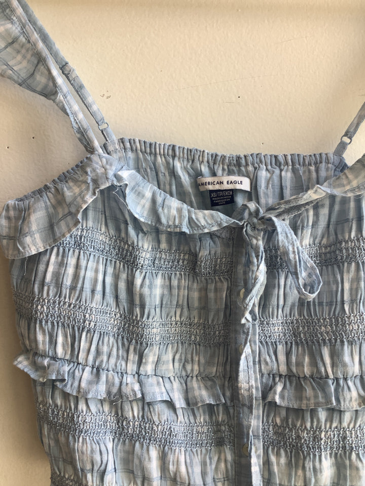 AE Smocked Ruffle Crop Top