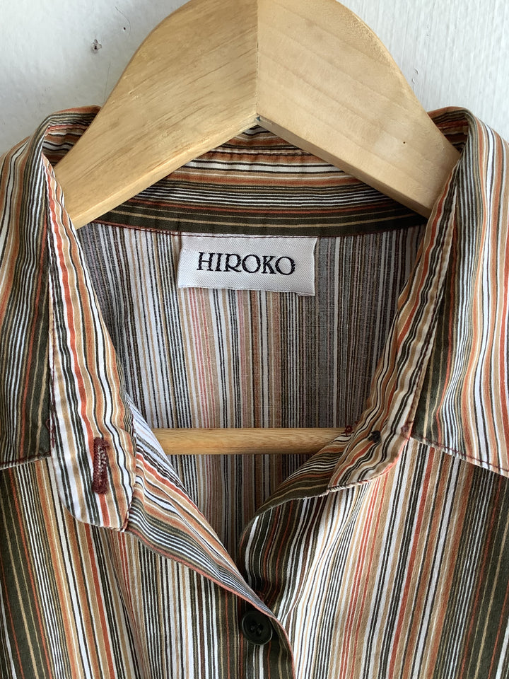 Earth Tone Stripe Vintage Button-Up - Ana